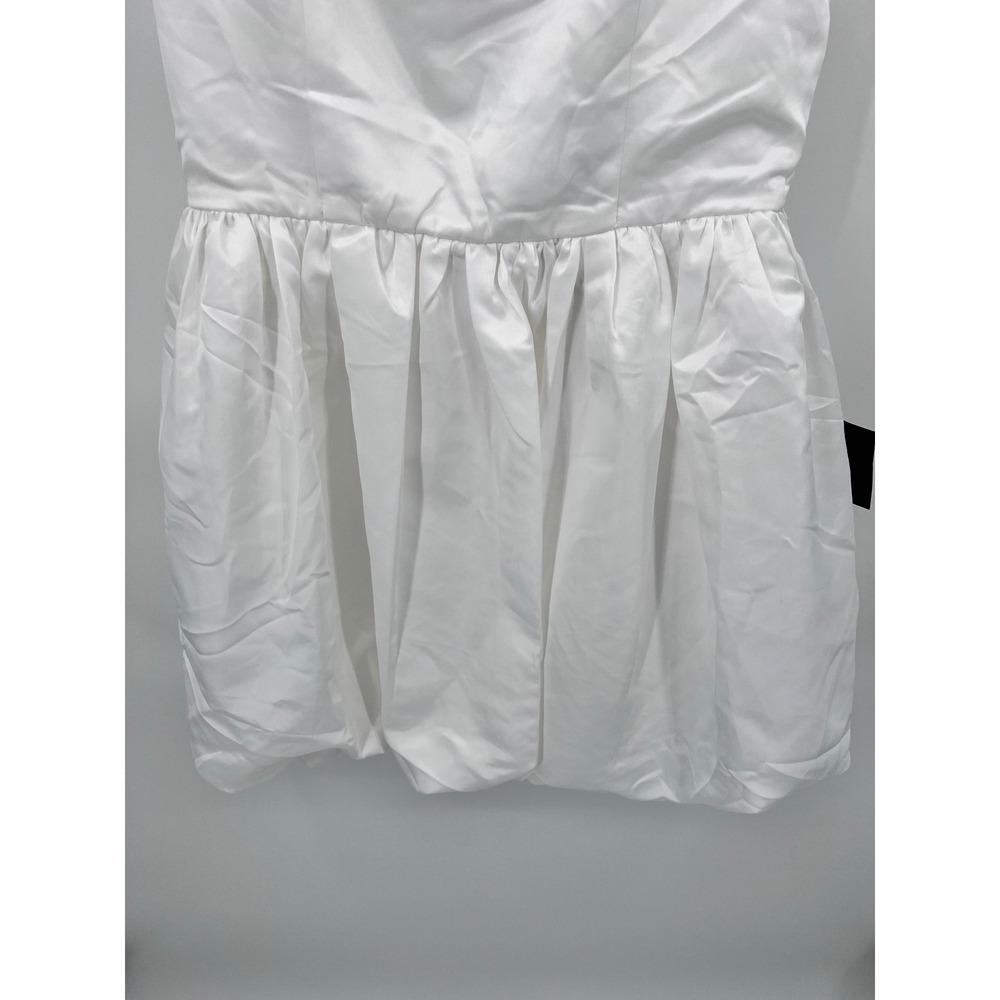 Lulus White Satin Bubble Hem Mini Dress Sleeveless Scoop Neck XL New - Picture 4 of 9